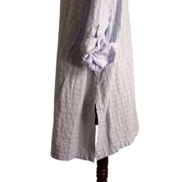 J.Jill 2X Womens Textured Seersucker Button Down Shirt Blouse Light Blue - Picture 8 of 10